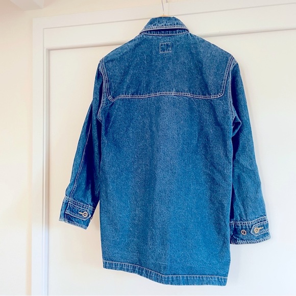 VINTAGE LIZWEAR Denim Coat w/ Leather &‎ Wood Toggles - Picture 6 of 7